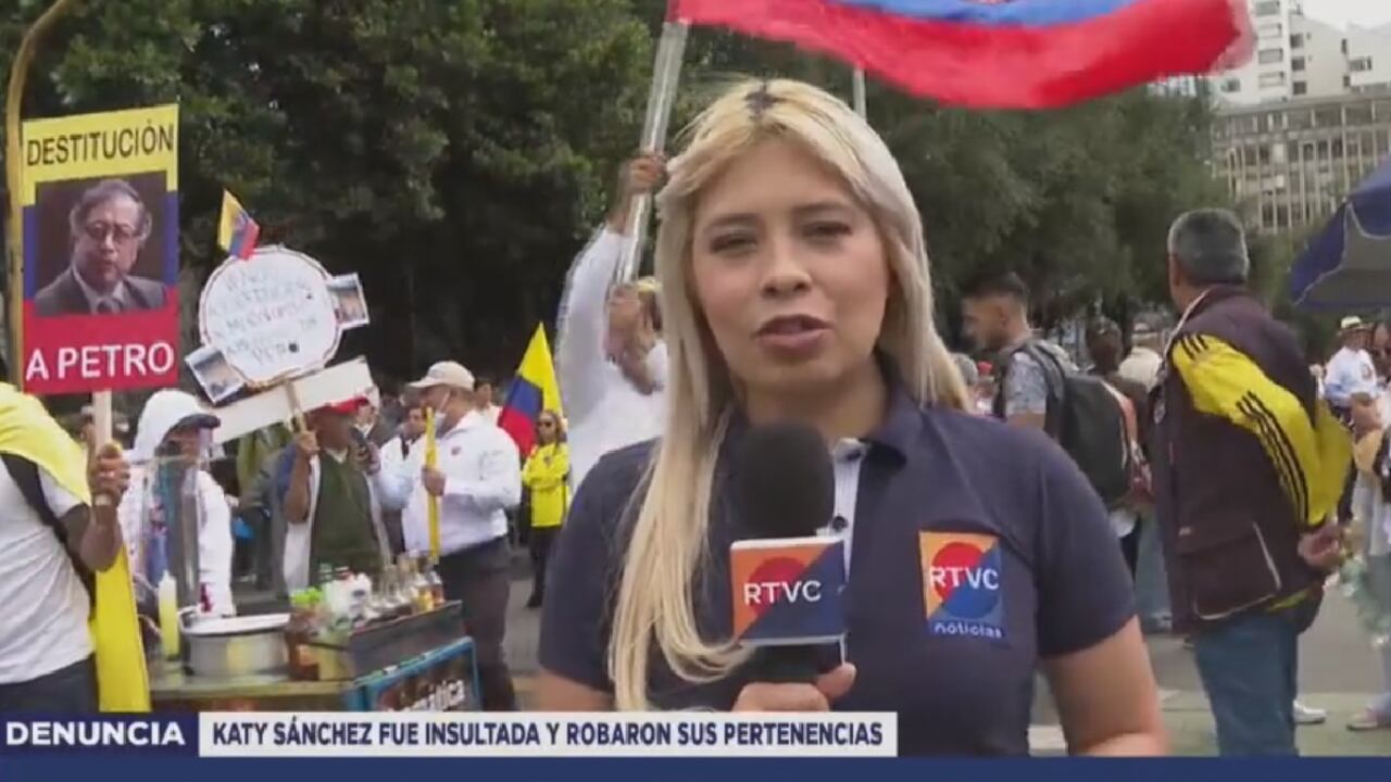 Kathy Sánchez, reportera de Rtvc, fue agregida en la Marcha de la Mayoría.