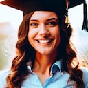 Ilustración de una estudiante universitaria recién graduada.