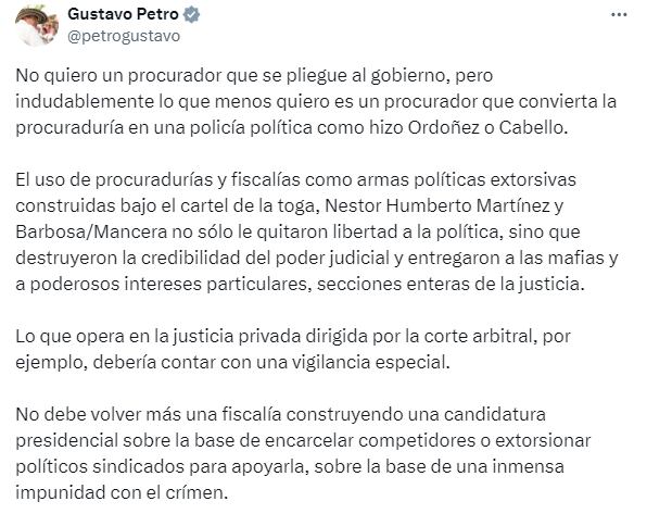 El presidente Gustavo Petro se refirió a la postulación de Gregorio Eljach en la terna para la Procuraduría.