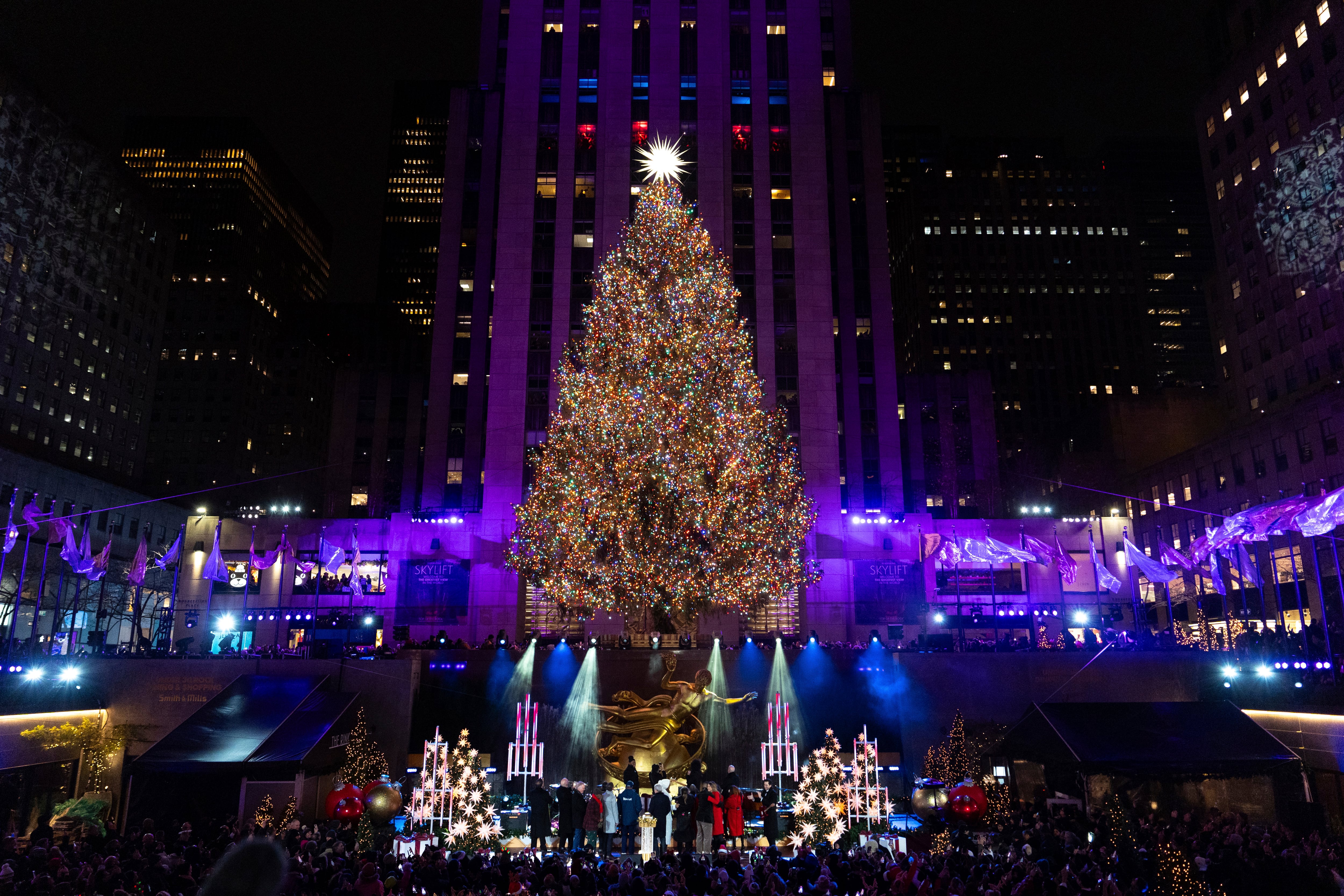 El árbol de Navidad del Rockefeller Center es encendido por 92no año en Nueva York. (AP Foto/Julia Demaree Nikhinson)