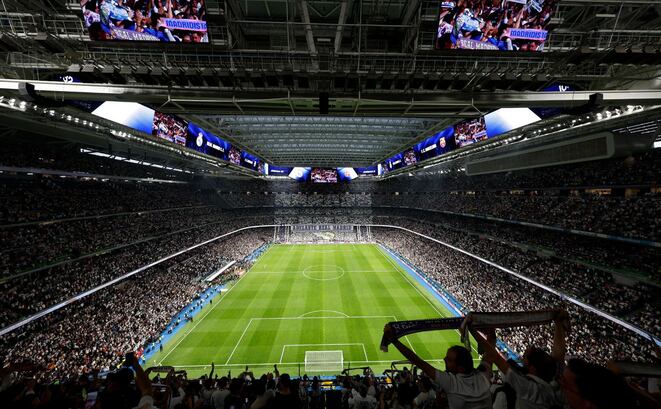 El videomarcador 360º del Estadio Santiago Bernabéu, casa del Real Madrid, en Madrid (España)