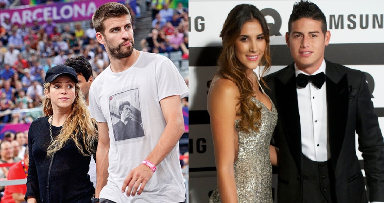 Shakira junto a Gerard Piqué y Daniela Ospina con James Rodríguez
