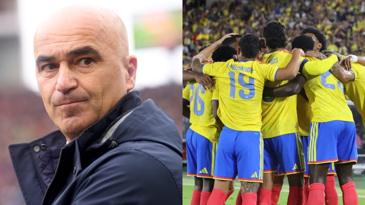 Roberto Martínez, director técnico de Portugal, y jugadores de la Selección Colombia.