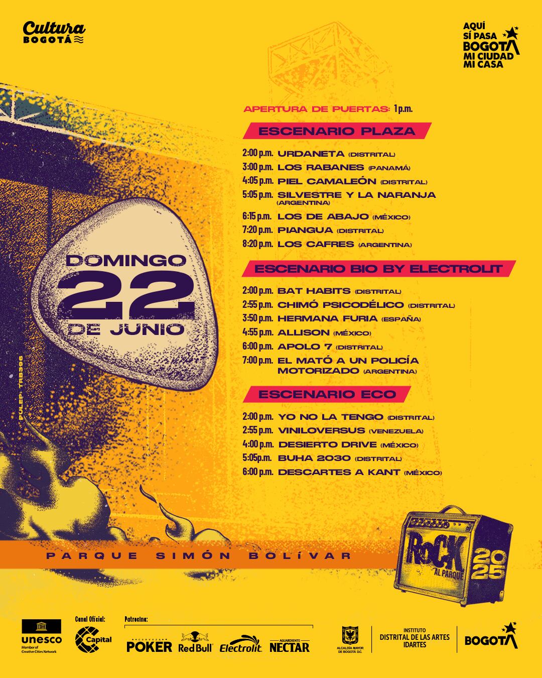 Rock al Parque 2025 Cartel y horarios