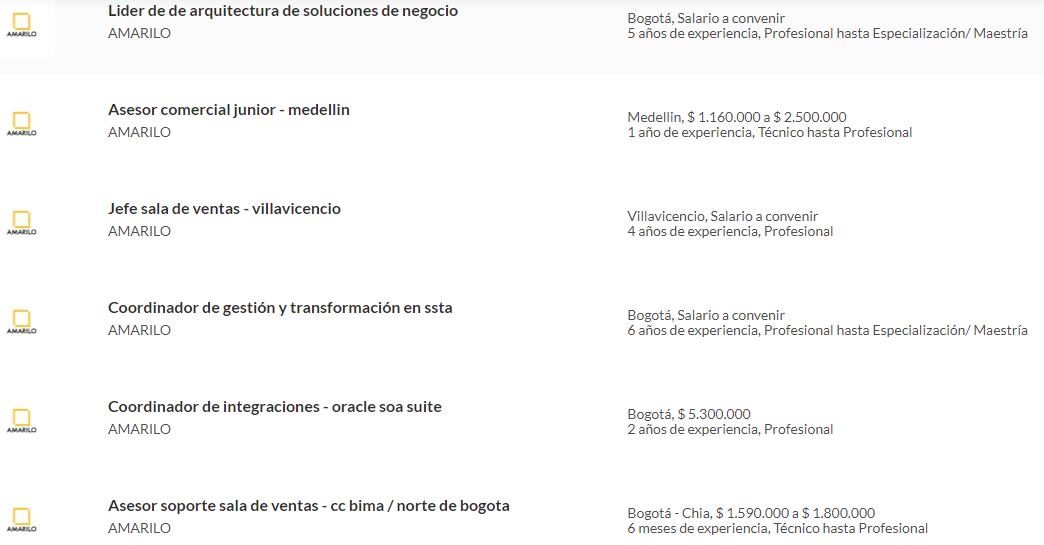 Amarilo nuevamente abrió vacantes laborales, conozca las oportunidades laborales disponibles, ingresando en: https://www.semana.com/empleos/