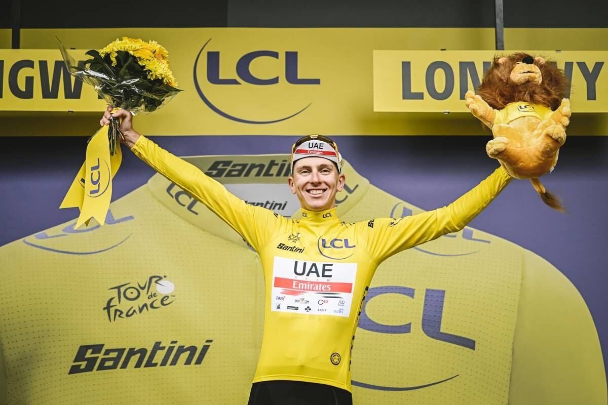07/07/2022 - Tour de France 2022 - Etape 6 - Binche / Longwy (219,9km) - POGACAR Tadej (UAE TEAM EMIRATES) - Avec le maillot Jaune © A.S.O./Pauline Ballet