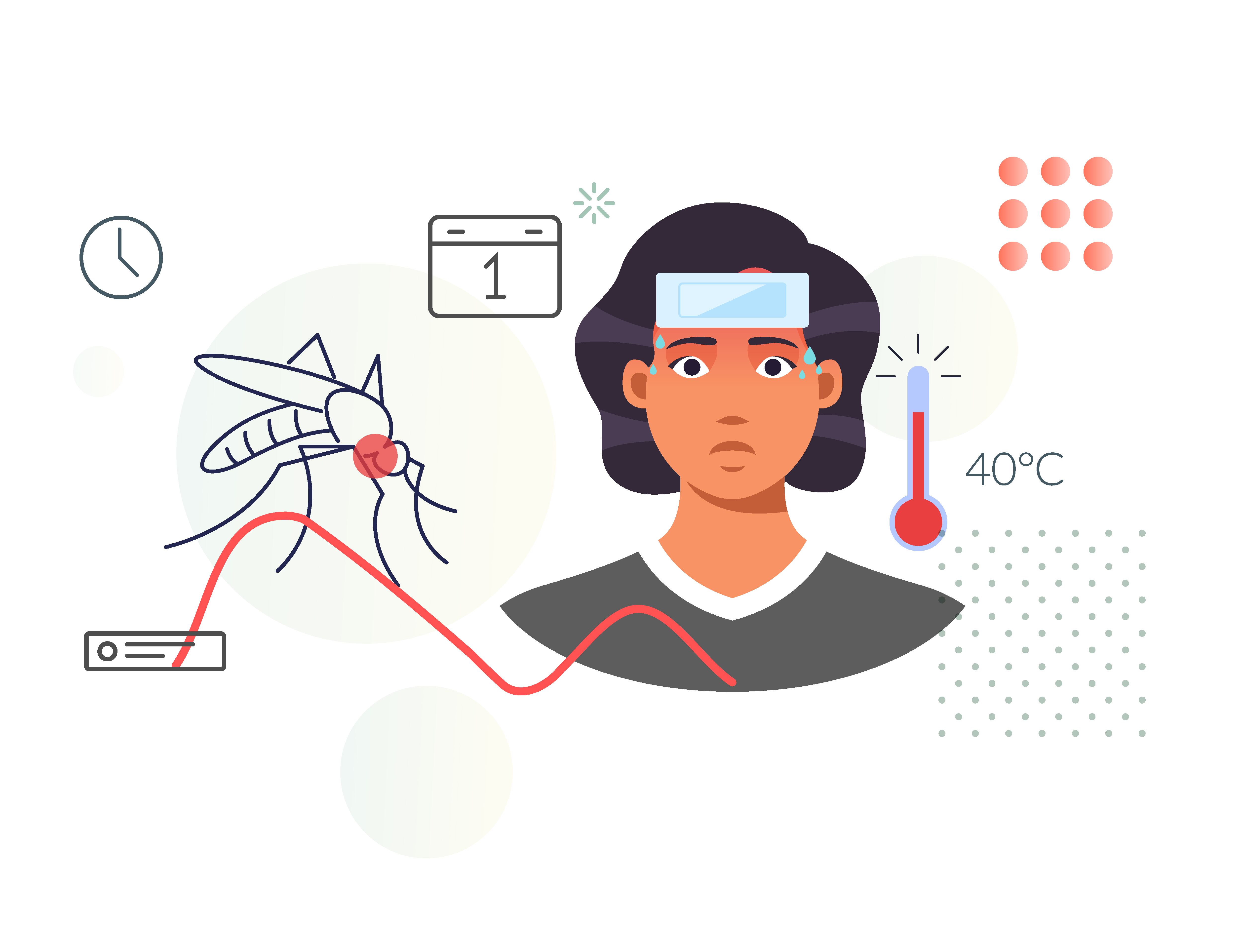 Dengue Fever (DENV) - Key Symptom-High Fever - Stock Illustration as EPS 10 File