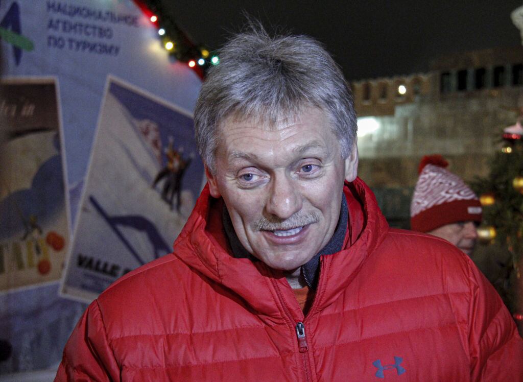 MOSCOW, RUSSIA - NOVEMBER 28: Kremlin's spokesman Dmitriy Peskov attends the opening of ice skate season at "GUM" ice skating rink in Red Square on November 28, 2020 in Moscow, Russia. (Photo by Dmitri Chirciu/Anadolu Agency via Getty Images)