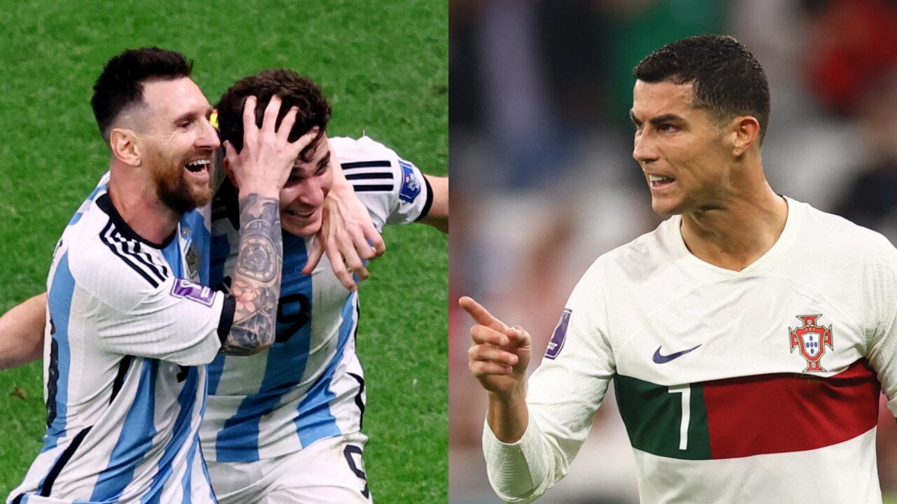 Messi, Julián Álvarez, Cristiano Ronaldo. Qatar 2022. Foto: REUTERS/Hannah Mckay//REUTERS/Carl Recine