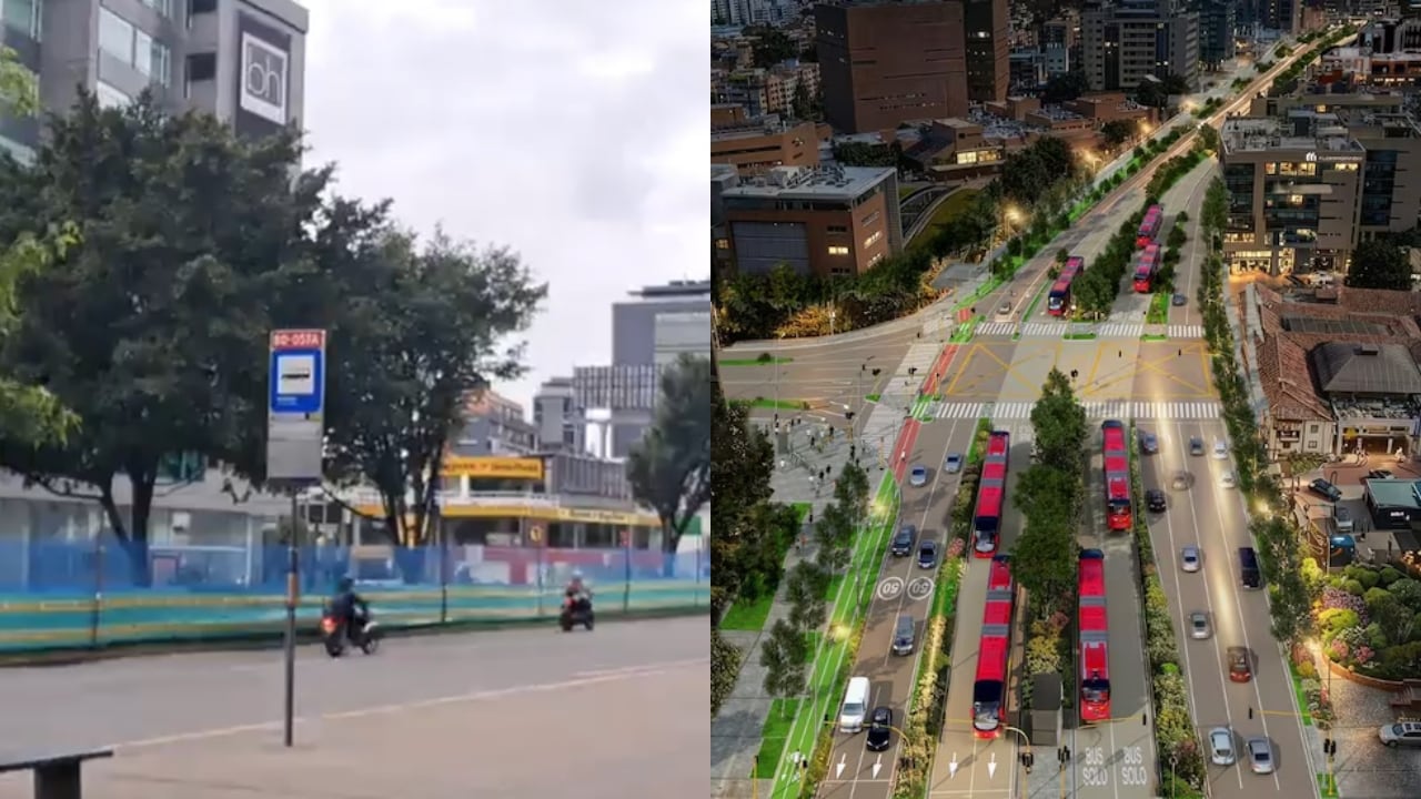 Obras en el corredor de la carrera Séptima y cómo va a quedar tras el proyecto.