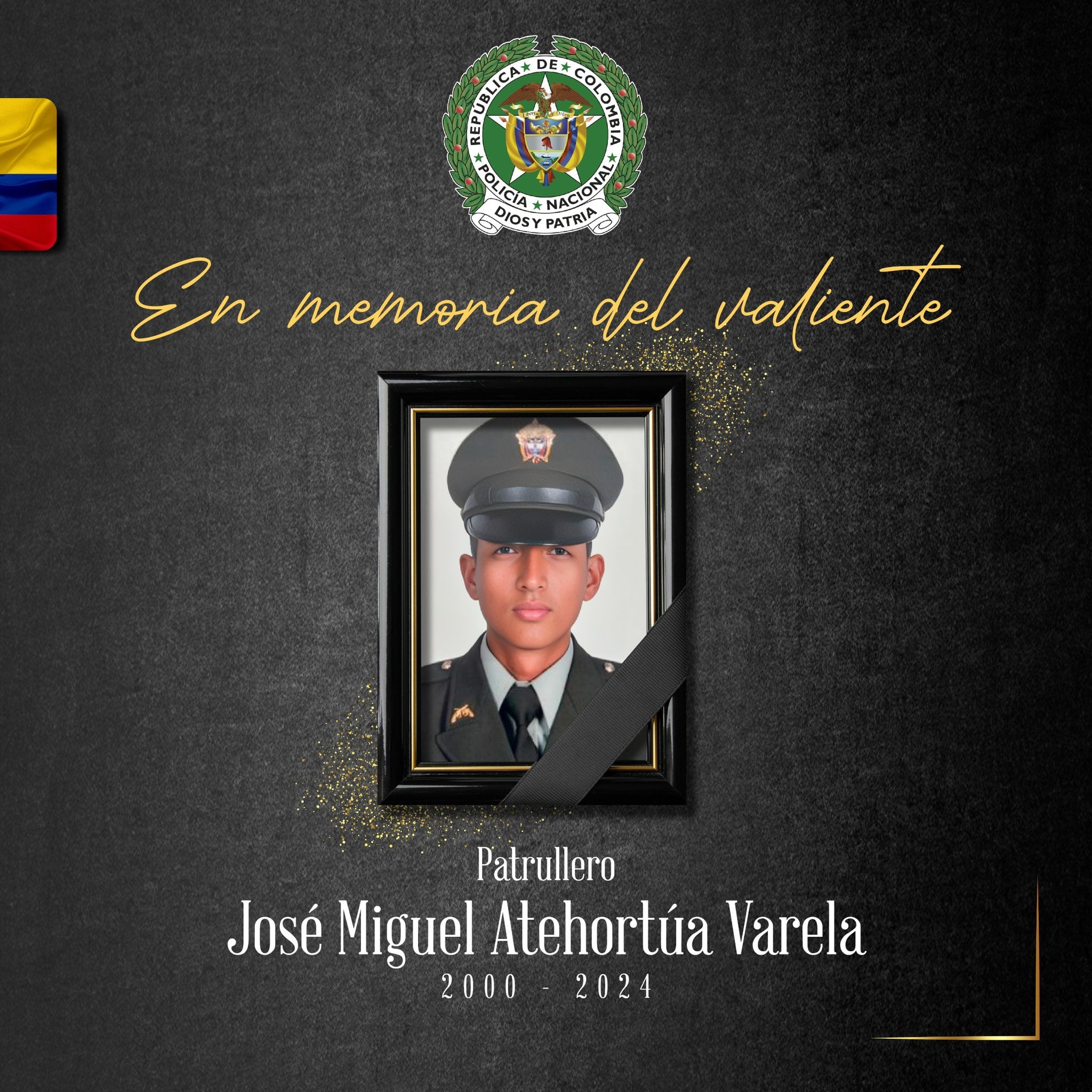 El patrullero asesinado fue José Miguel Atehortúa Varela.