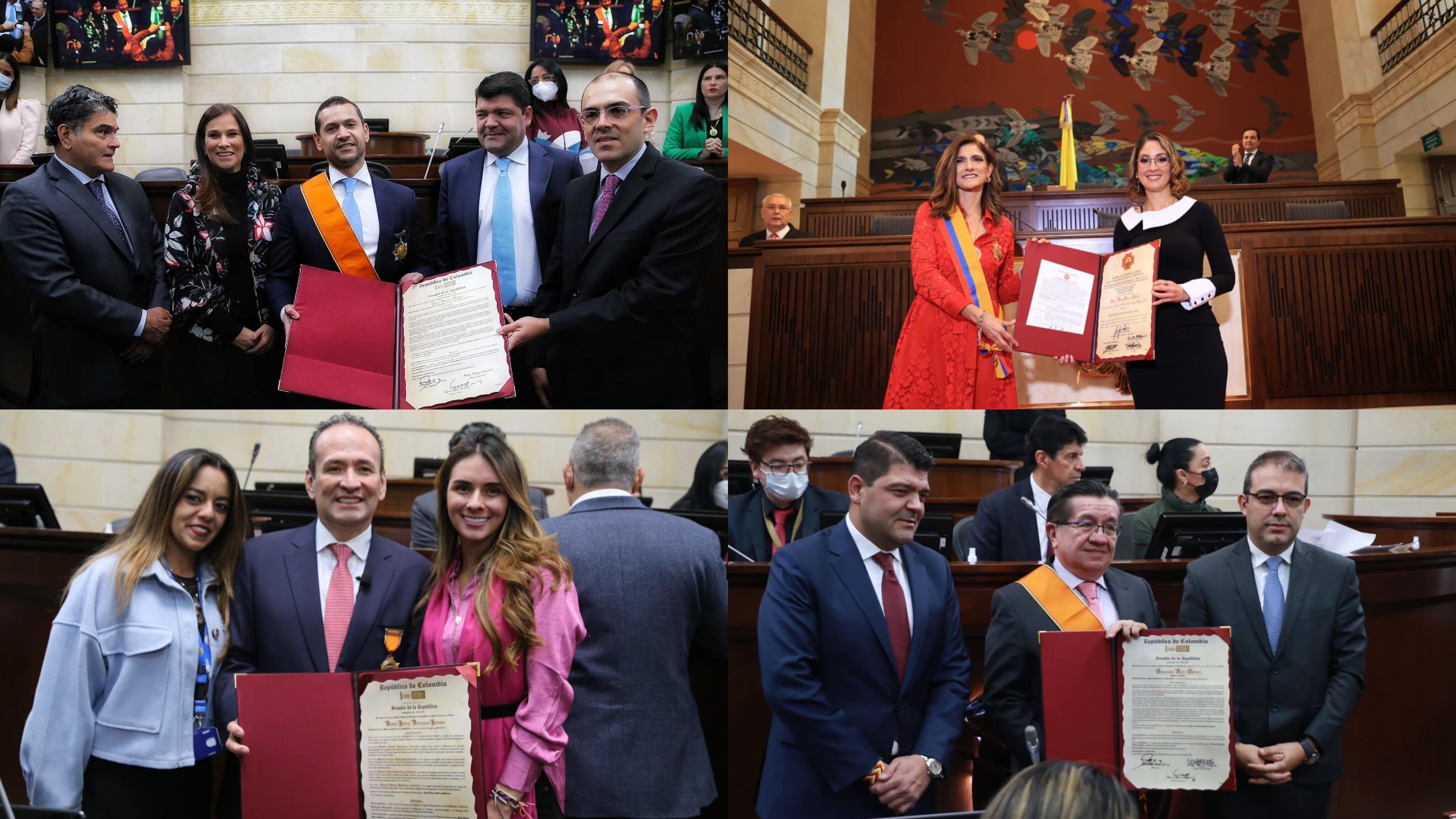 Fueron condecorados el ministro del Interior, Daniel Palacios; la ministra de Transporte, Ángela Orozco; el director de la Unidad de Víctimas, Ramón Rodríguez, y el ministro de Salud, Fernando Ruiz