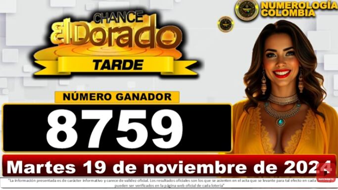 Resultados del sorteo 7254 de la Lotería El Dorado Tarde.