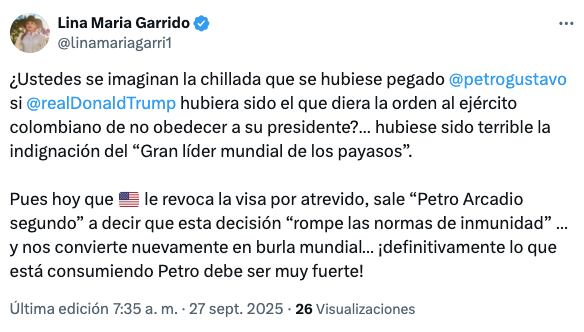 La publicación de Lina María Garrido.