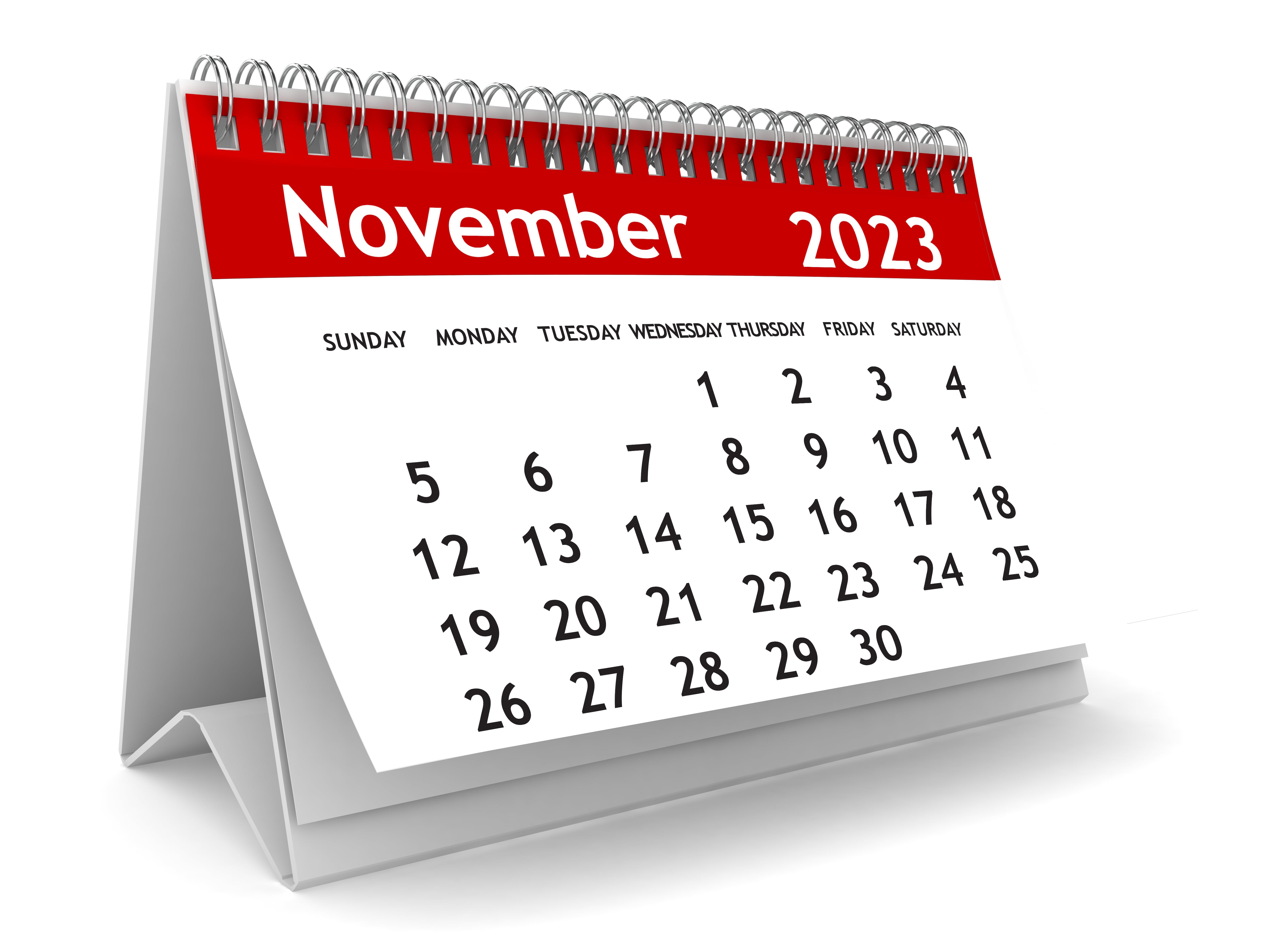 Calendario noviembre 2023