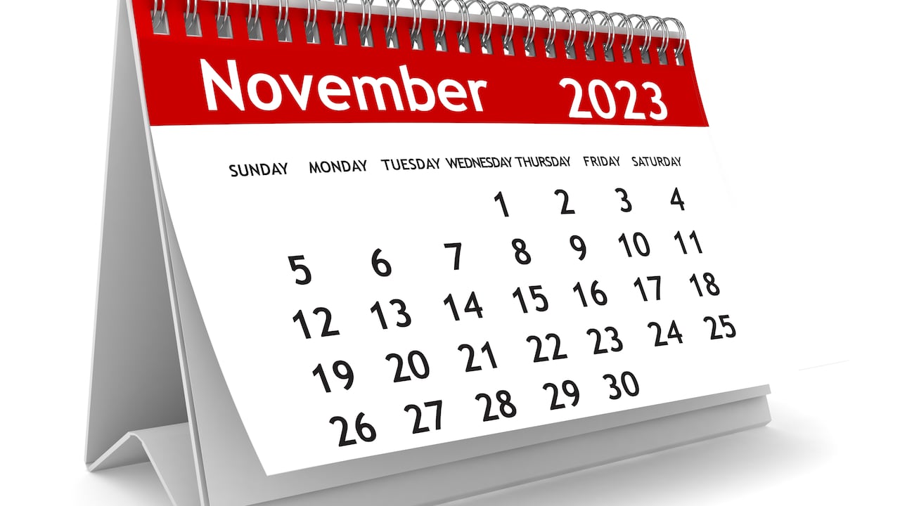 Calendario noviembre 2023. (Imagen de referencia)