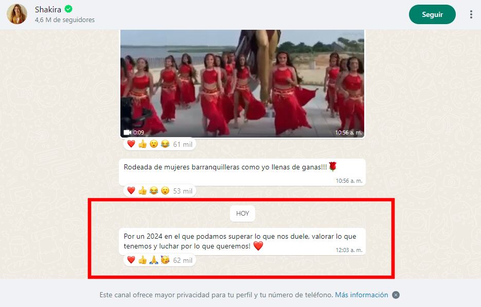 Mensaje de Año Nuevo de Shakira