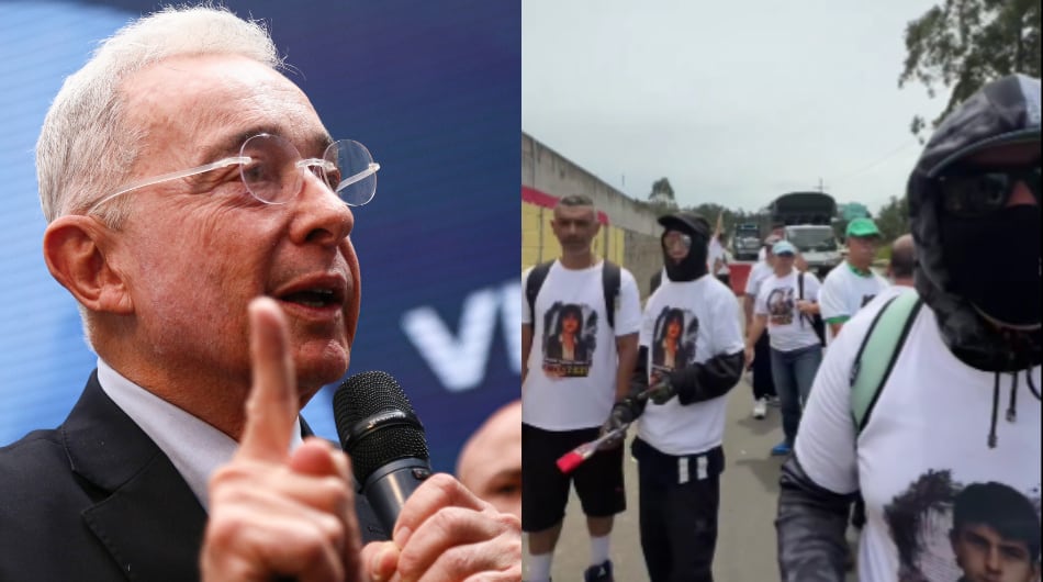 Manifestaciones en las inmediaciones de la finca del expresidente Álvaro Uribe este martes, 19 de mayo.