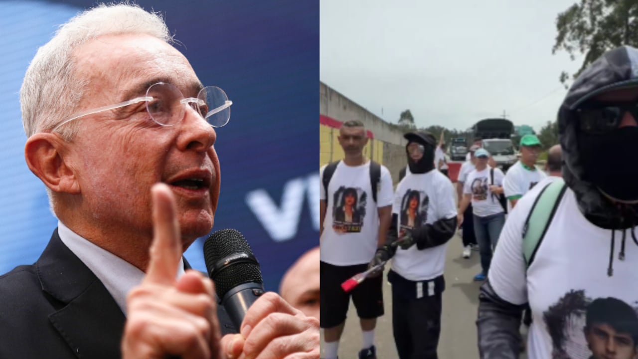 Manifestaciones en las inmediaciones de la finca del expresidente Álvaro Uribe este martes, 19 de mayo.