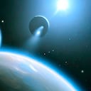 Ilustración la Tierra vista desde el espacio exterior.