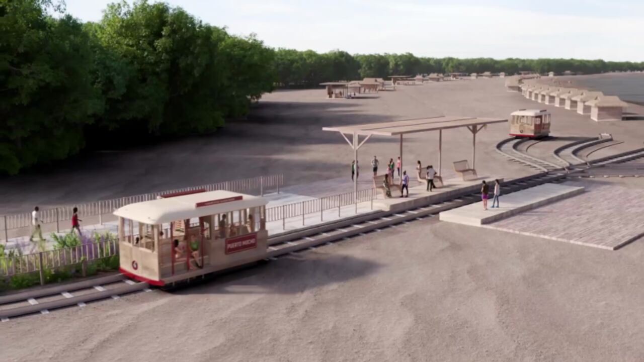 Render del tren turístico que se planea construir en Mallorquín.