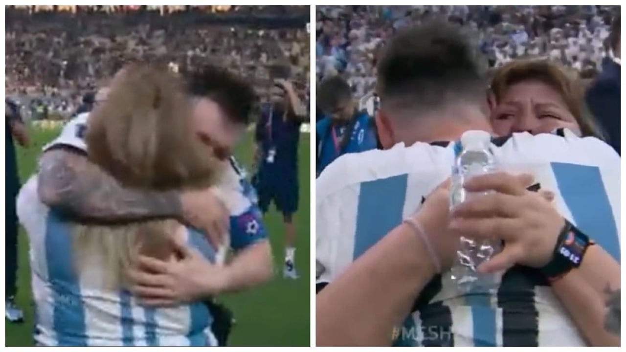 Inmediatamente, el astro argentino gira para identificar a la persona que le invadía su espacio personal. El rostro del campeón del mundo cambio inmediatamente y una sonrisa sincera relució del 10.