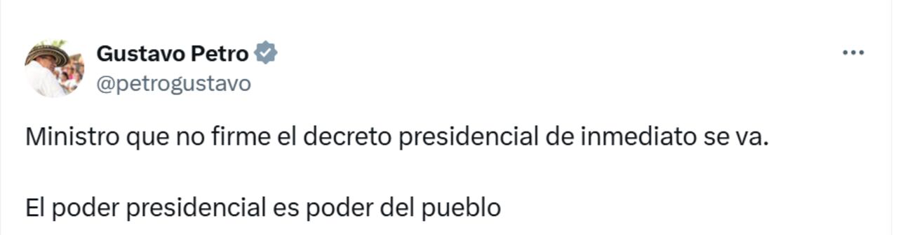 El mensaje del presidente Gustavo Petro a su gabinete.