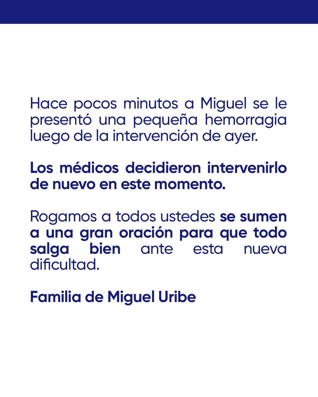 Familia Miguel Uribe comunicado