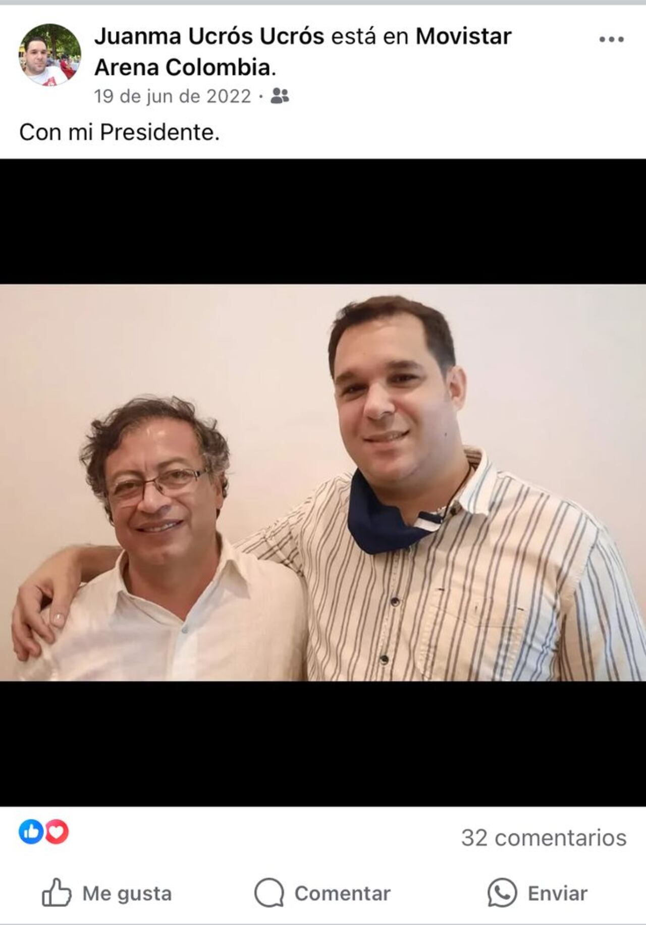 Juan Manuel Ucrós junto al presidente Gustavo Petro.