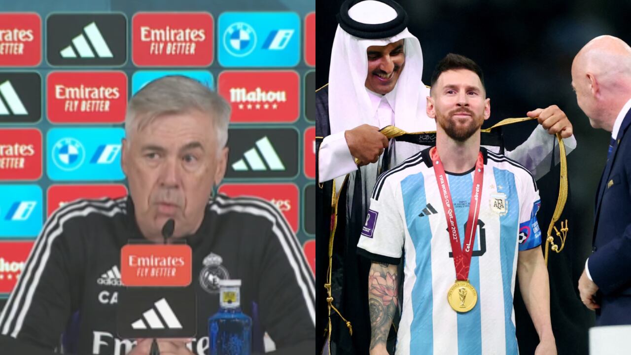 Carlo Ancelotti y Messi. Foto: Captura de pantalla Twitter Real Madrid (@realmadrid)//REUTERS/Hannah Mckay