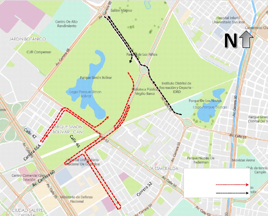 Desvío en la avenida calle 53, en sentido oriente – occidente.