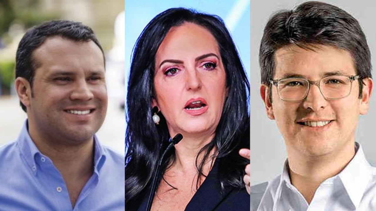 El concejal Óscar Ramírez Vahos, la senadora María Fernanda Cabal y el senador Miguel Uribe