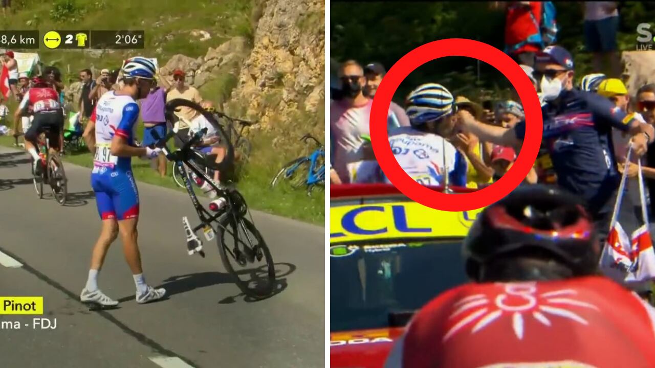 Thibaut Pinot sufrió dos accidentes durante la etapa 8 del Tour de Francia 2022