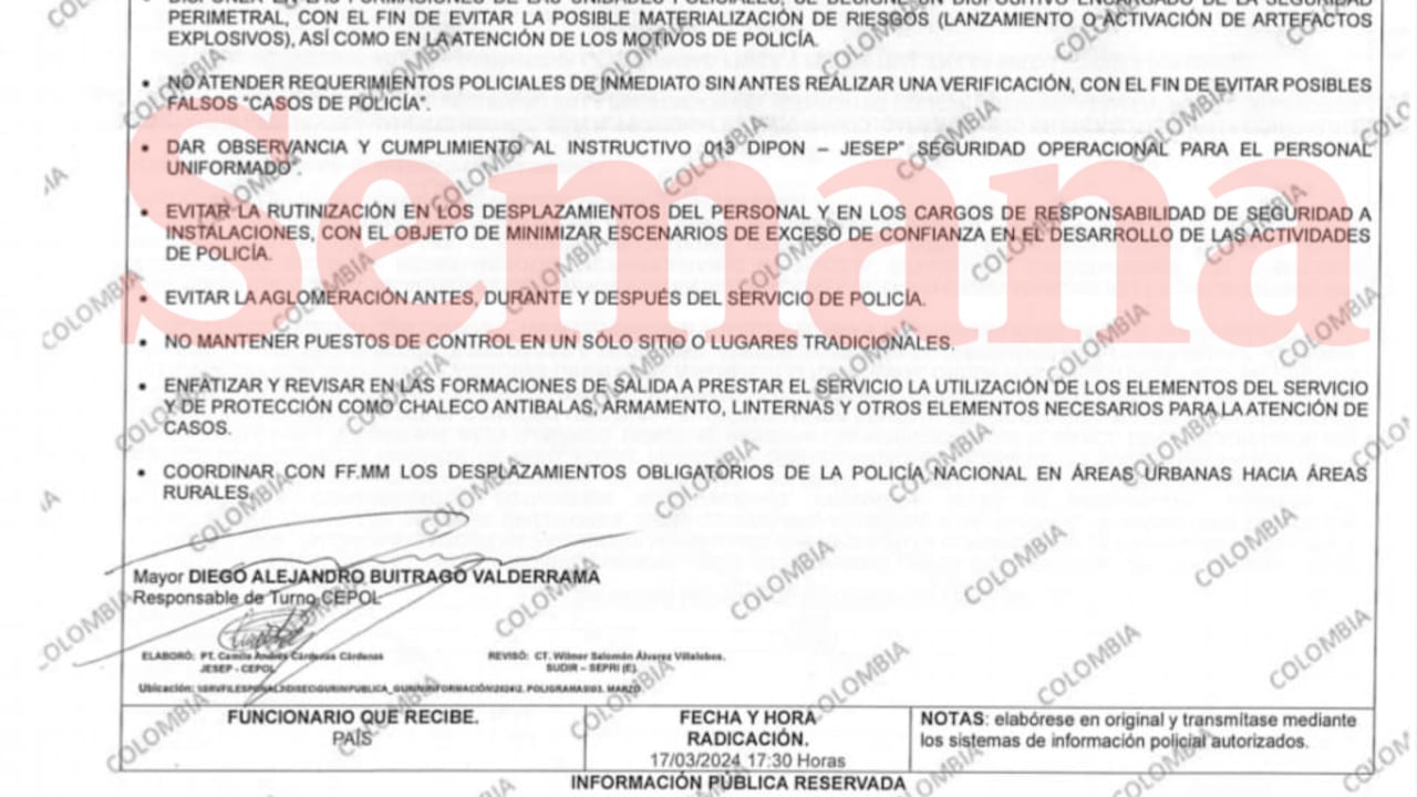 Documento reservado Policía