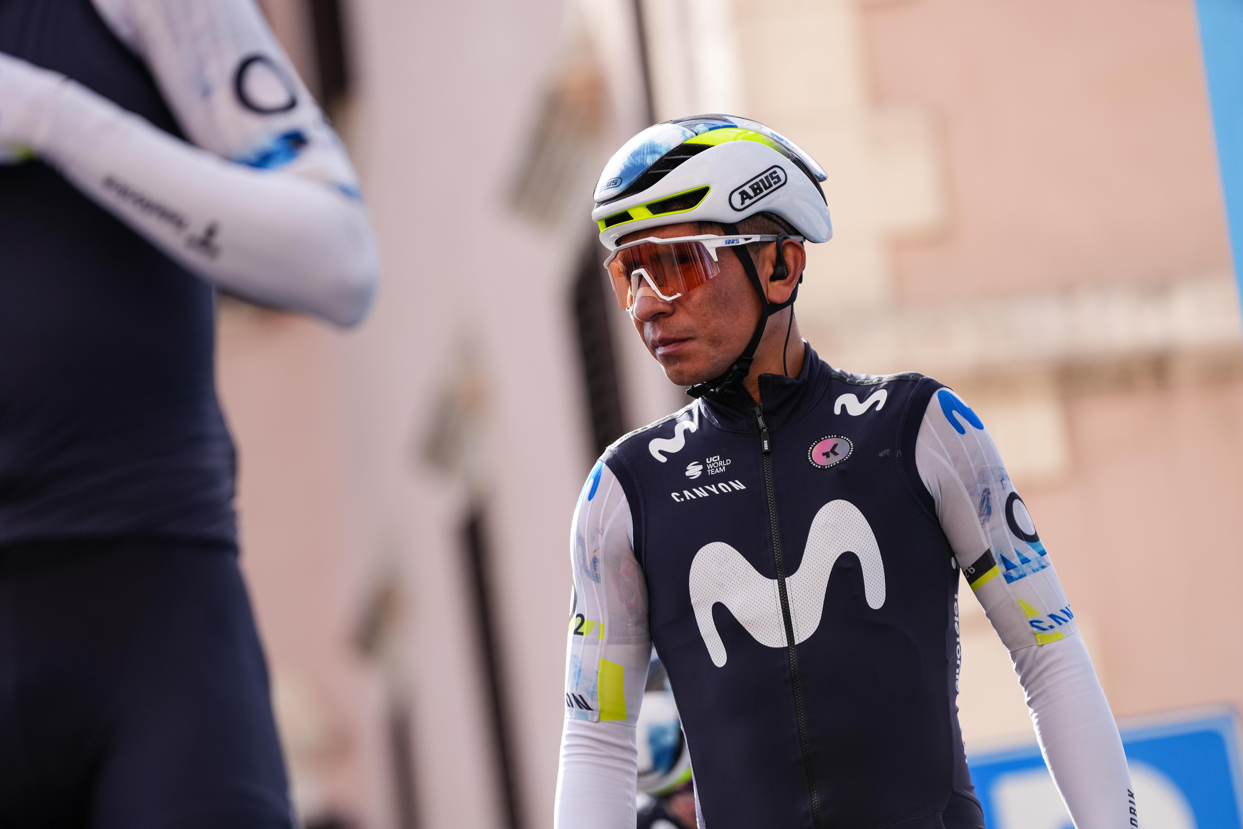 Nairo Quintana of Colombia and the Movistar Team is present before the 61st Tirreno-Adriatico 2026, Stage 3, a 213 km stage from Tagliacozzo to Martinsicuro, in Tagliacozzo, Italy, on March 12, 2026. (Photo by Marco Zac/NurPhoto via Getty Images)