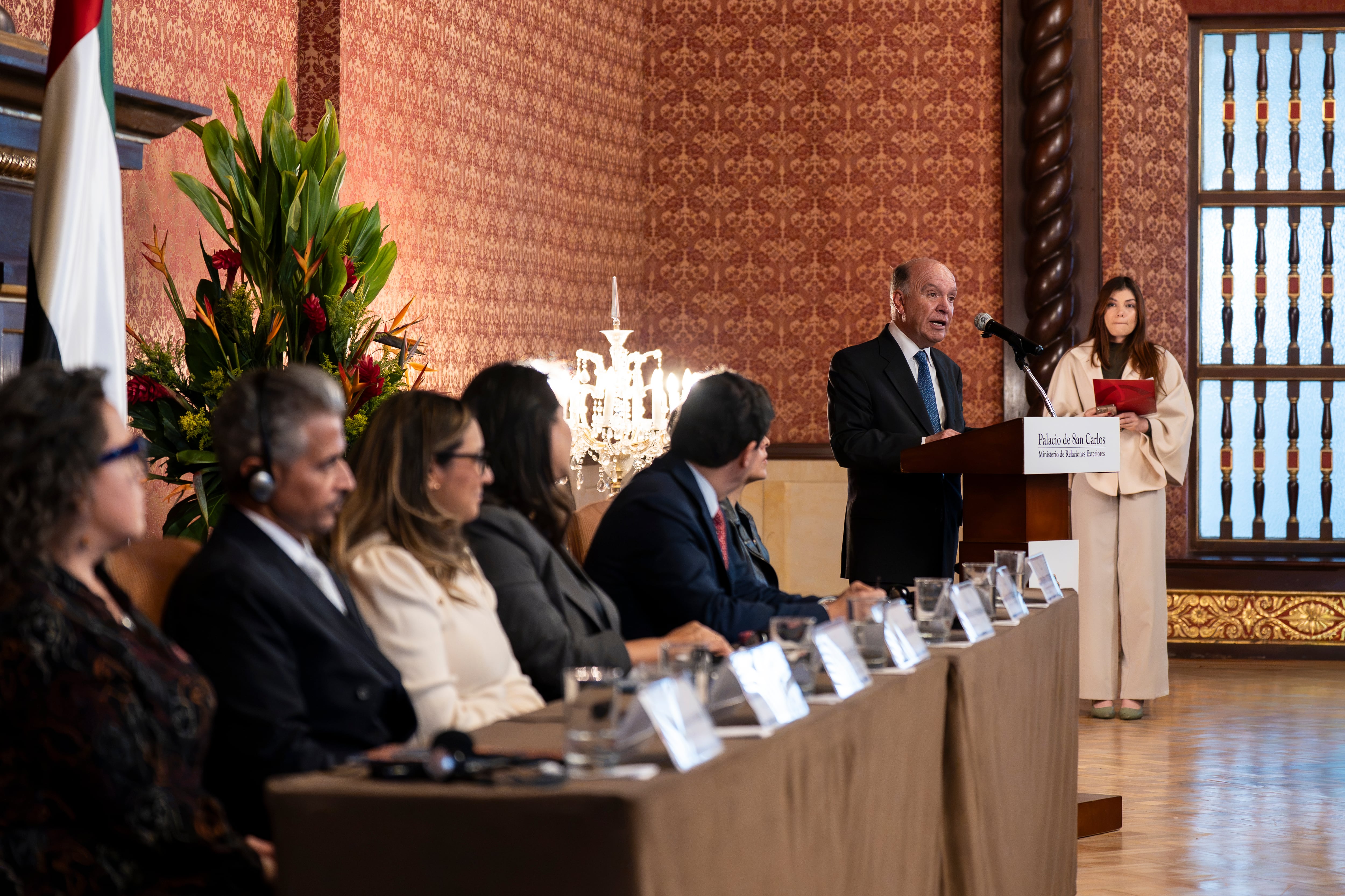 Emiro Aristizábal, presidente ejecutivo de la Cámara Colombiana del Libro, en la presentación del emirato de Sharjah como invitado de honor a la FILBo 2027. Palacio de San Carlos, septiembre 25 de 2026.