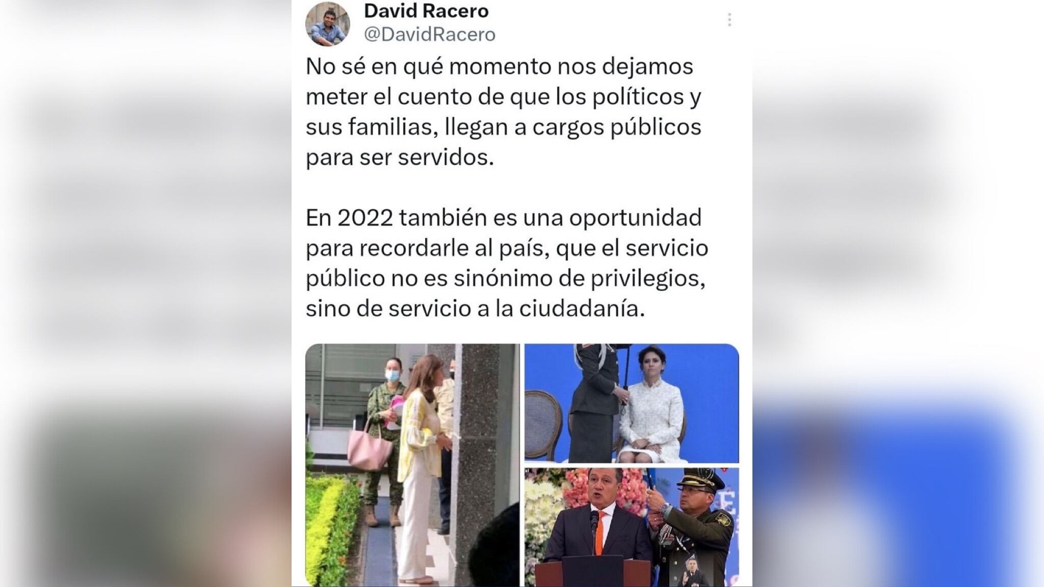 Este hecho hizo recordar las críticas que desde la oposición al Gobierno anterior, se hicieron a situaciones similares. Es el caso de un trino publicado por el hoy presidente de la Cámara de Representantes, David Racero.