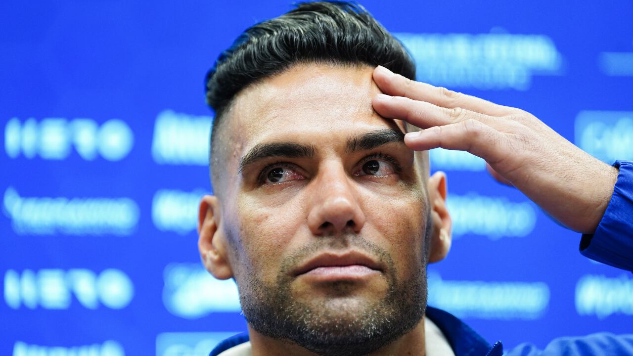 Falcao García en rueda de prensa con Millonarios