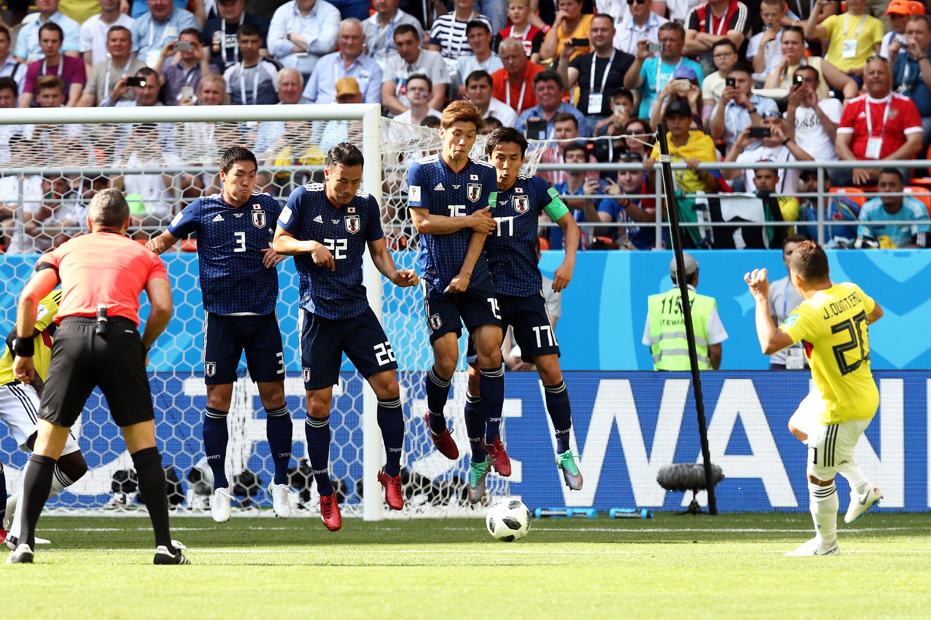 SARANSK, RUSSIA - JUNE 19: Juan Quintero of Colombia scores a goal to make it 1-1 during the 2018 FIFA World Cup Russia group H match between Colombia and Japan at Mordovia Arena on June 19, 2018 in Saransk, Russia. (Photo by Koji Watanabe/Getty Images)