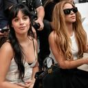 Camila Cabello, left, and Shakira attend the Fendi Haute Couture Fall/winter 2023-2024 fashion collection presented in Paris, Thursday, July 6, 2023. (AP Photo/Christophe Ena)