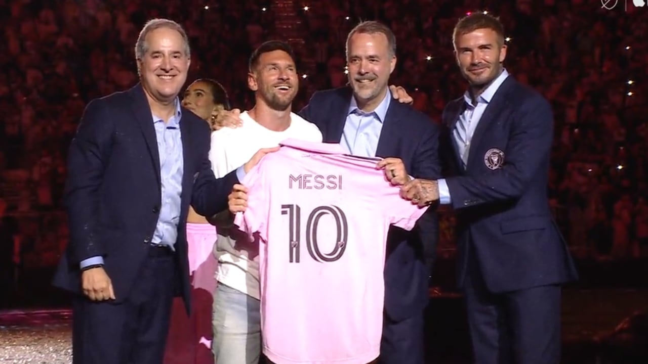 Lionel Messi en su presentación oficial con Inter de Miami.