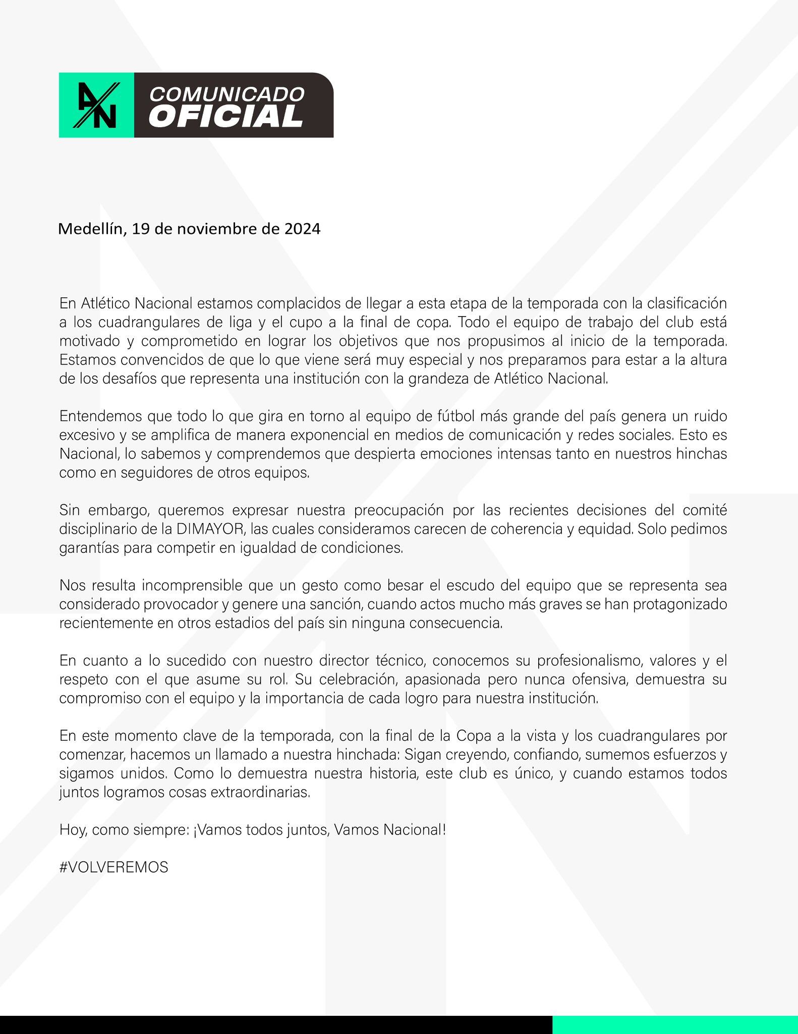 Comunicado de Nacional.