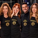 Famosos con delantal negro en 'MasterChef Celebrity'.