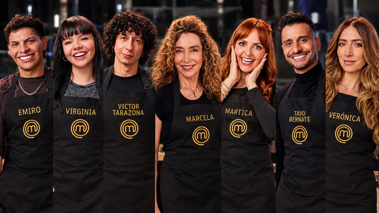 Famosos con delantal negro en 'MasterChef Celebrity'.