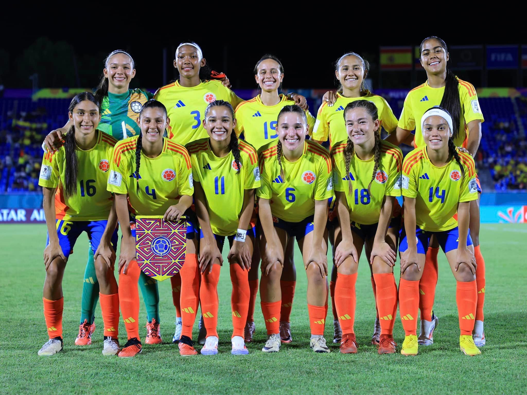 Las once inicialistas de la Selección Colombia para el partido contra Estados Unidos, por la segunda jornada del Mundial Sub-17 Femenino.