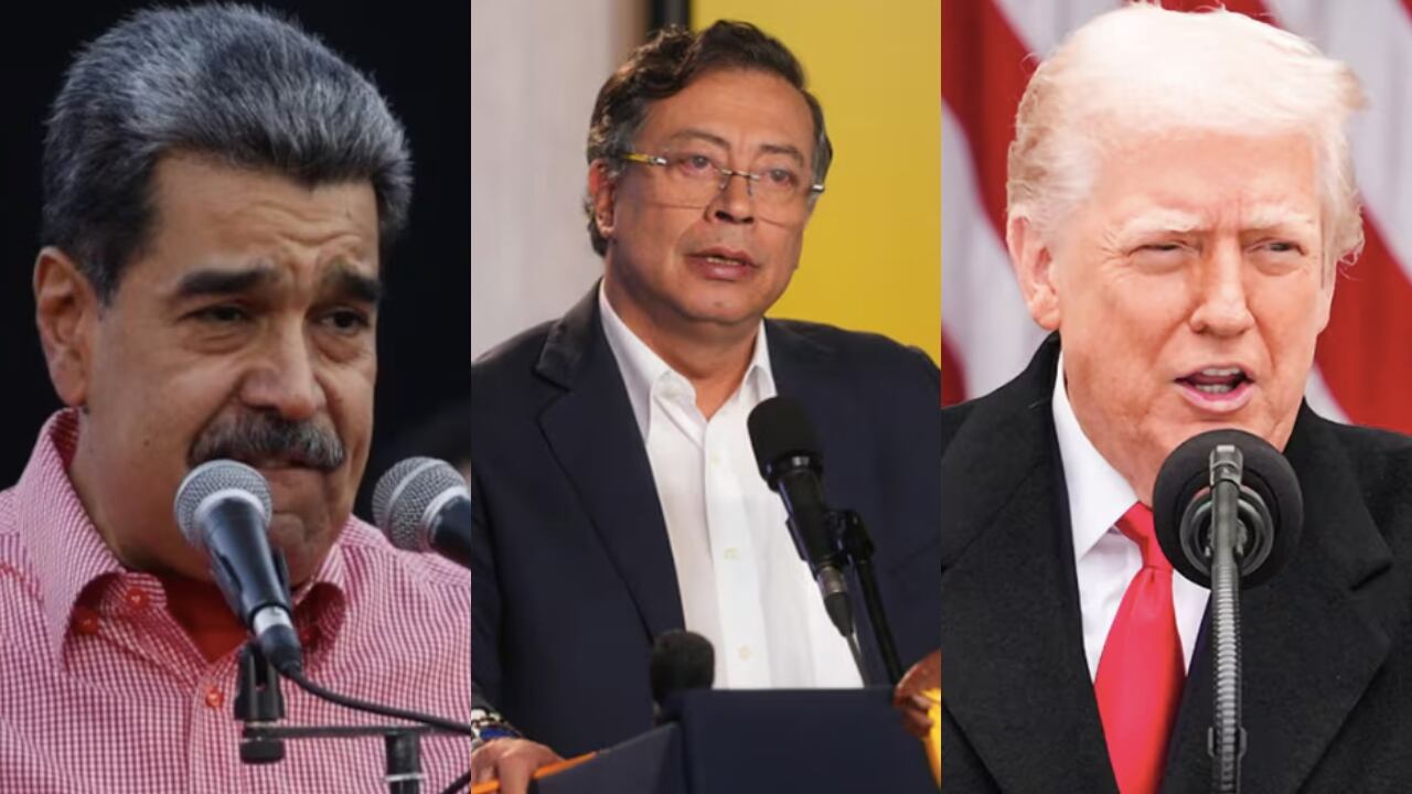 De izquierda a derecha: Nicolás Maduro, Gustavo Petro y Donald Trump.