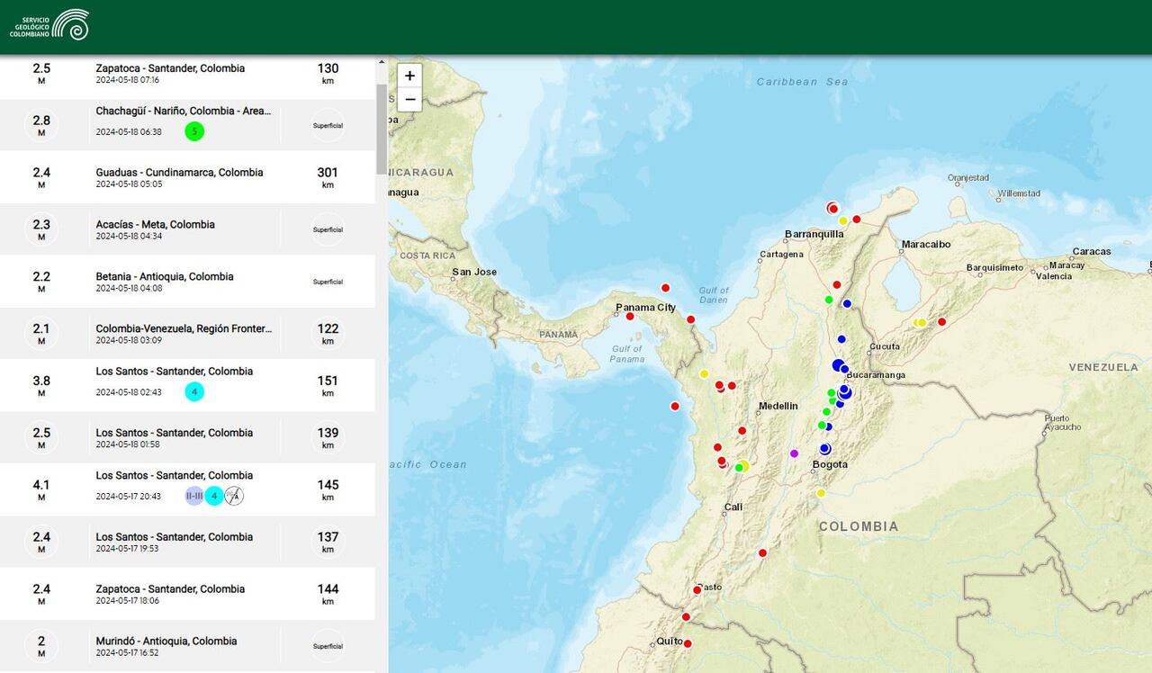 El departamento de Santander y el Pacífico son las regiones con mayor actividad sísmica en Colombia.