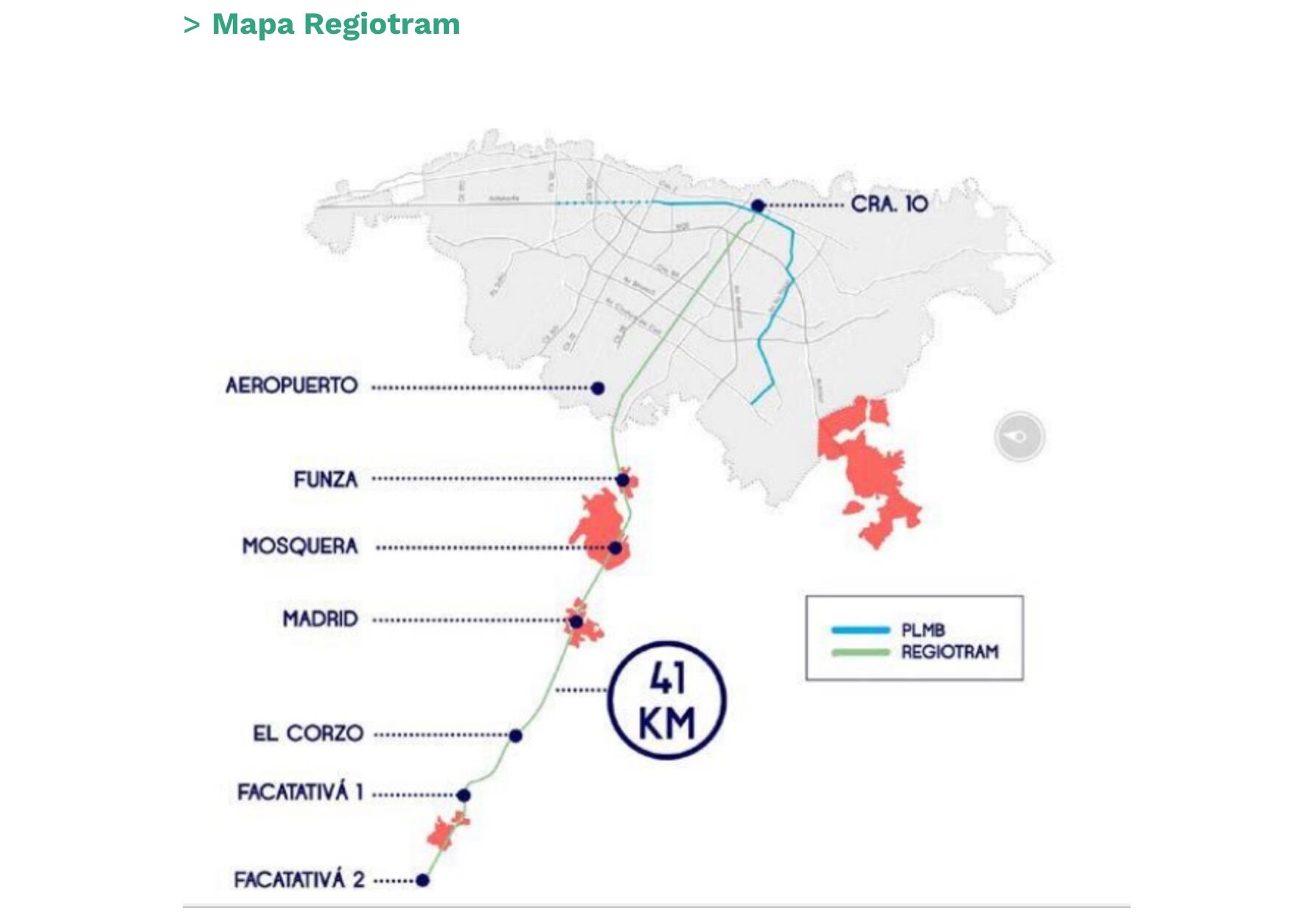 Mapa Regiotram de Occidente