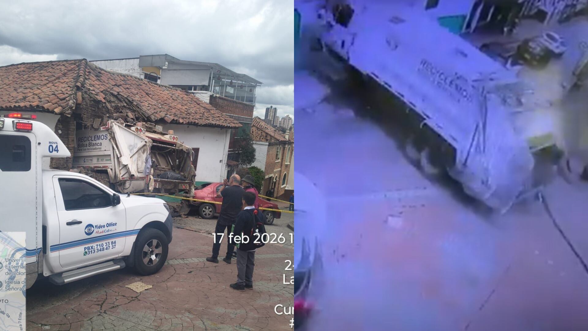 Camión de basura chocó contra casa del sector.