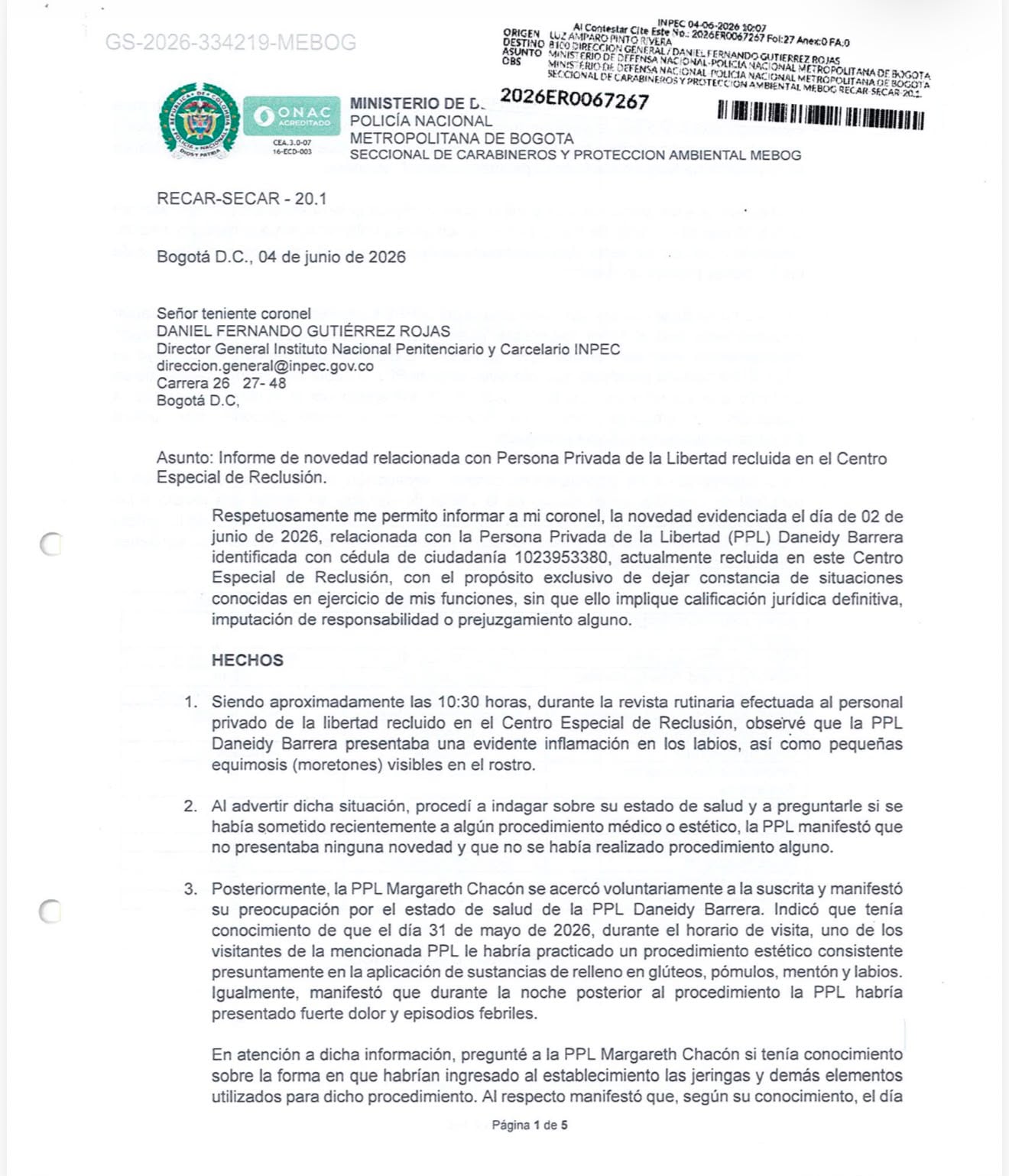 Una fuente del Inpec filtró a SEMANA los informes de Policía contra Epa Colombia.